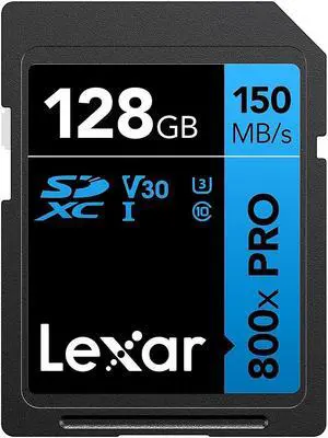 Lexar High-Performance 800x PRO BLUE Series 128GB SDXC Memory Card Class 10 UHS-I V30 (LSD0800P128G-BNNNU)