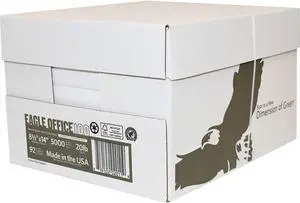 American Eagle 100% Recycled 8.5" x 14" Multipurpose Paper 20 lbs. 92 Brightness 500/Ream 5 Reams/Carton (31550502CT)