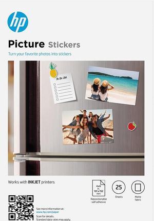 HP Picture Stickers 4" x 6" 25 Sheets/Pack (8L1U8A)