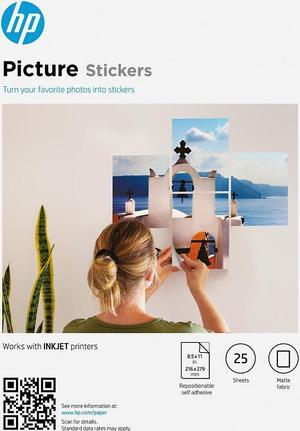 HP Picture Stickers 8.5" x 11" 25 Sheets/Pack (8L1U9A)