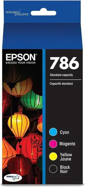 Epson T786 Black/Cyan/Magenta/Yellow Standard Yield Ink Cartridge, 4/Pack (T786120-BCS)