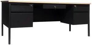 Flash Furniture Cambridge 70"W Double Pedestal Desk White Oak/Black (GCMBLK180WOK)