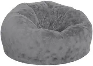 Flash Furniture Duncan Furry Oversized Refillable Bean Bag Chair Gray (DGBEANLGFURGY)