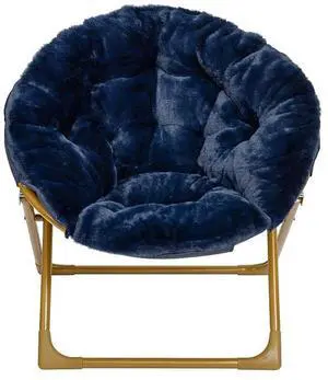 Flash Furniture Gwen Faux Fur Kids' Folding Saucer Chair Navy (FV-FMC-030-NV-SGD-GG)