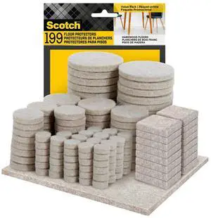 Scotch Beige Felt Pads Assorted Sizes 199/Pack (FP845-199NA)