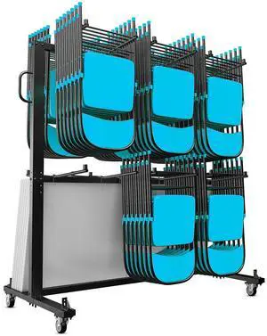 Flash Furniture Hawkins Folding Table and Chairs Mobile Cart 660 lb. Capacity Black (QINSHD245425)