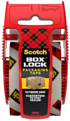Scotch Box Lock Heavy Duty Packing Tape with Dispenser 1.88" x 22.2 yds. Clear (195)