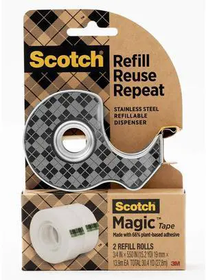 Scotch Desktop Dispenser w/Tape Stainless Steel (123R)
