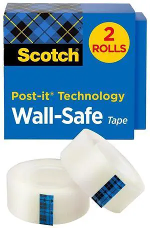 3M Tape Roll Wall-safe 3/4" x 800" 2 Rolls/PK Clear 813S2