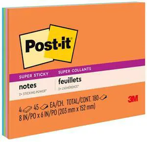 Post-it Super Sticky Meeting Notes in Rio de Janeiro Colors 8 x 6 45-Sheet 4