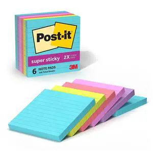 Post-it Super Sticky Pads in Miami Colors 4 x 4 Miami 90/Pad 6 Pads/Pack