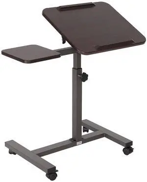 Seville Classics Airlift 40"H Tilting Sit-Stand Computer Desk Cart with Mouse Pad Table Walnut (WEB234) WEB662