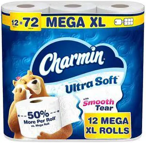 Charmin Ultra Soft Super Mega Toilet Paper 2-Ply White 336 Sheets/Roll 12 Rolls/Pack (08471)