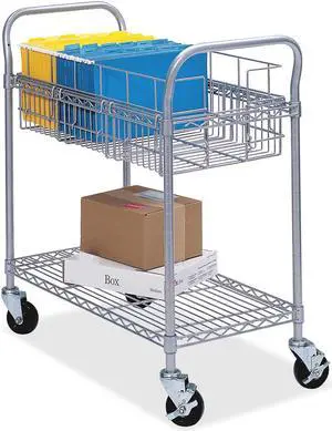 Safco Wire Mail Cart 600-lb Cap 18-3/4w x 39d x 38-1/2h Metallic Gray 5236GR