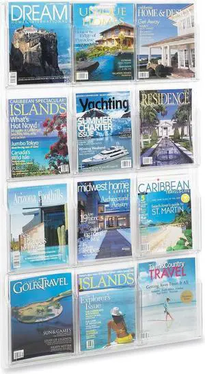 Safco Reveal Clear Literature Displays 12 Compartments 30w x 2d x 49h Clear