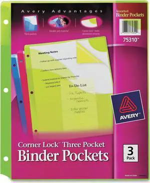 Avery Corner Lock Three Pocket Binder Pockets