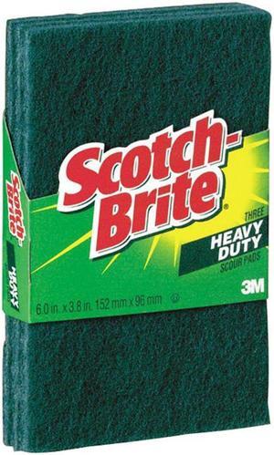 Scotch-Brite Heavy-Duty Scour Pad 3.8w x 6"L Green 3/Pack 22310