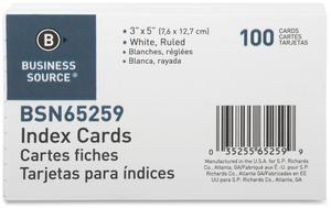 Bus. Source Ruled White Index Cards