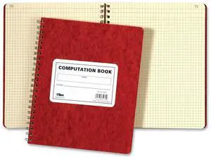 Tops Computation Notebk 4x4 Quad 76 Shts 11-3/4"x9-1/2" Red Cover 35061