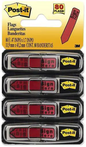 3M Post-it Red Arrow Printed Flags w/ Dispenser