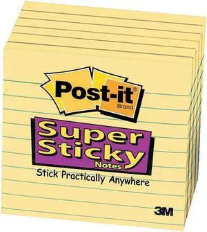 3M Post-it Super Sticky Canary Yellow Lined Pads