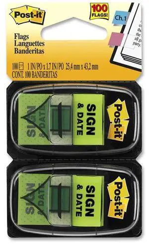 3M Post-it Sign & Date Printed Message Flags