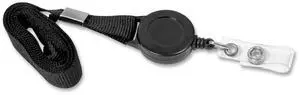 Baumgartens Lanyard Card Reel, Extends 24", 12/PK, Black 68979