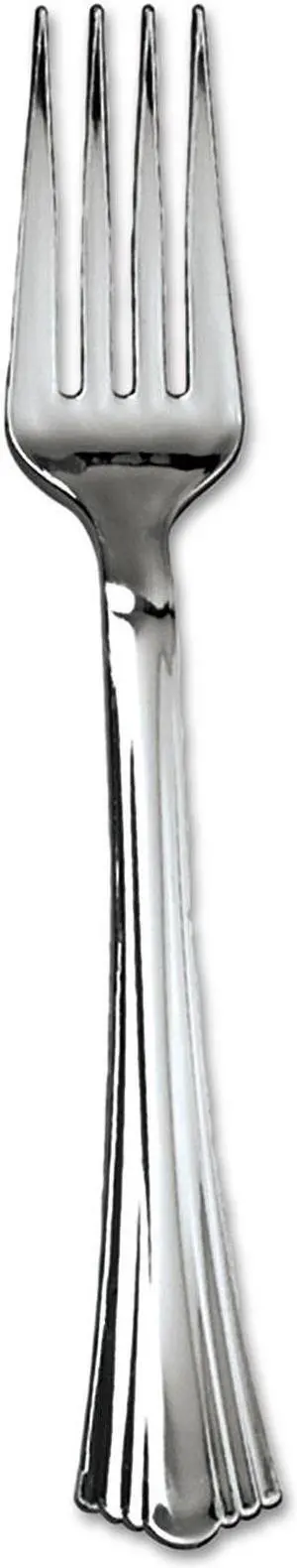 WNA  610155 Heavyweight Plastic Forks, Reflections Design, Silver, 600/Carton