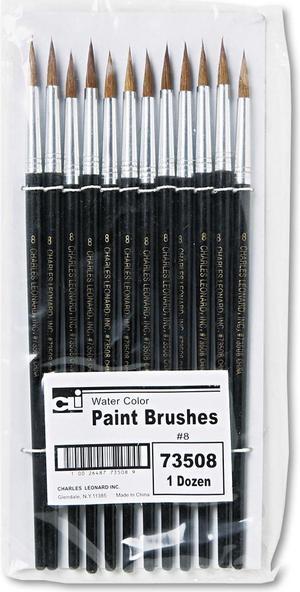 Charles Leonard Artist Brush Size 8 Camel Hair Round 12/Pack 73508