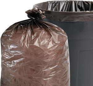 100% Recycled Plastic Garbage Bags, 7-10Gal, 1Mil, 24 X 24, Brown, 250
