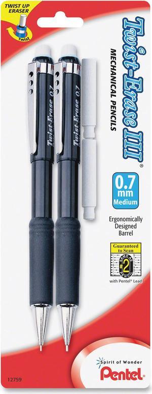 Twist-Erase III Mechanical Pencil, 0.7 mm, Assorted Colors, 2/Pack