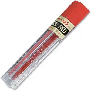 Pentel 0.5mm Refill, Red Lead, Tube of 12 PPR5