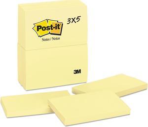 Post-it Original Pads in Canary Yellow 3 x 5 100-Sheet 12/Pack 655YW