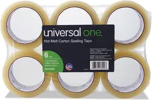 Universal Heavy-Duty Box Sealing Tape 48mm x 50m 3" Core Clear 6/Pack 93000