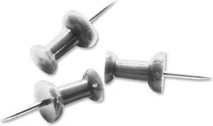 Business Source Pushpins 3/8" Point 1/2"x1/4" Head 100/BX Aluminum 81008