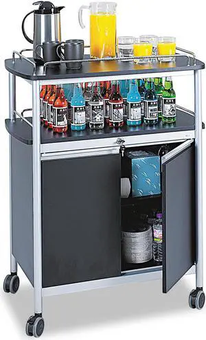 Safco Mobile Beverage Cart 33-1/2w x 21-3/4d x 43h Black 8964BL