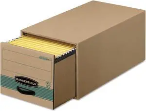 Fellowes 1231201 Super Stor/Drawer Steel Plus Storage Box, Legal, Kraft/Green, 6/Carton