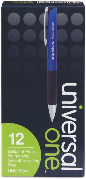 UNIVERSAL Advanced Ink Retractable Ballpoint Pen Blue Ink Blue 1mm Dozen 15541