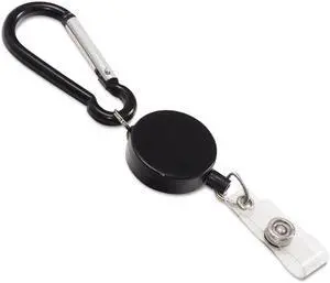 Advantus Metal Badge Reel/Carabiner Set, 24" Extension, Black, 5/Pk 76349