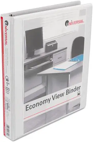 UNIVERSAL Slant-Ring Economy View Binder 1" Capacity White 4 per Pack 20742PK
