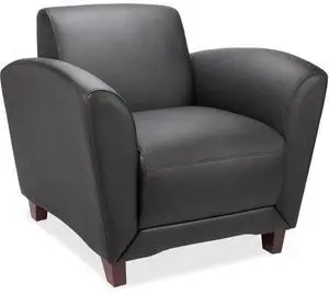 Lorell Reception Chair Bonded 36"x34-1/2"x31-1/4" Black Leather 68952