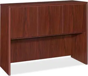 Lorell 69384 Essentials Hutch with Doors 48" Width x 17" Depth x 36" Height - 3 Door - Laminate, Mahogany