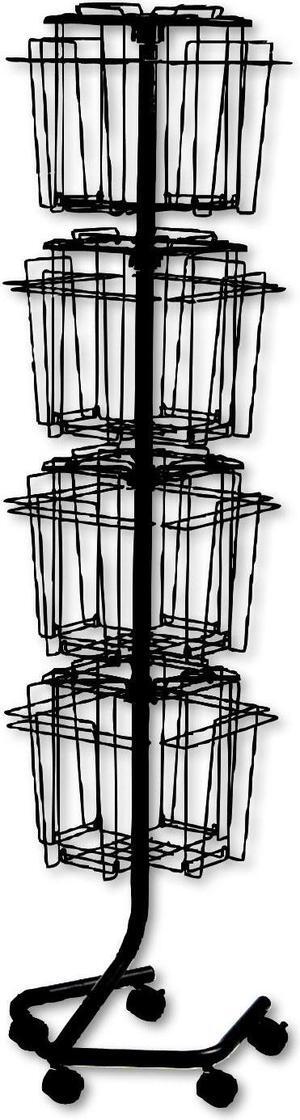 Safco Wire Rotary Display Racks 16 Compartments 15w x 15d x 60h Charcoal 4139CH