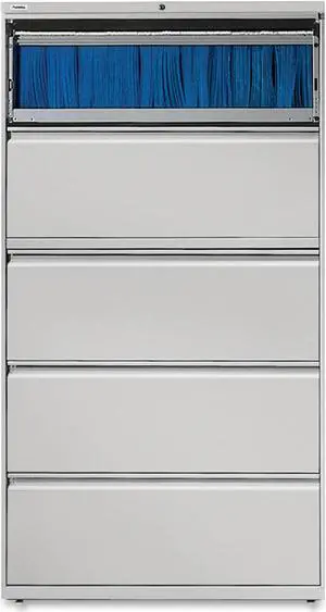 Lorell Lateral File 5-Drawer 42"x18-5/8"x67-5/8" Lt Gray 60433