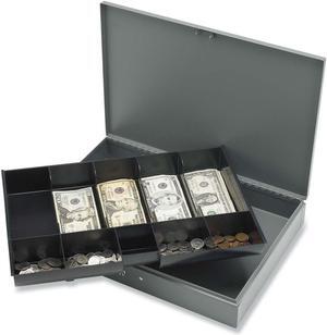 Sparco Products 15500 Cash Box,w/ 2 Keys,10 Compartments,15-2/5" x 10-1/2" x 2-1/4, GY SPR15500