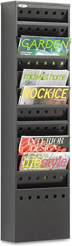 Safco Steel Magazine Rack 11 Compartments 10w x 4d x 36-1/4h Black 4321BL