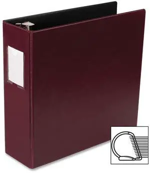 Business Source D-Ring Binder w/Label Holder Hvy-Dty 3" Burgundy 33114