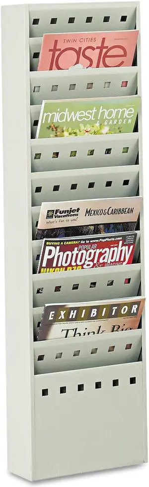 Safco Steel Magazine Rack 11 Compartments 10w x 4d x 36-1/4h Gray 4321GR