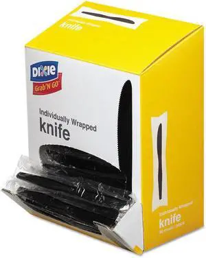 Dixie GrabN Go Wrapped Cutlery Knives Black 90/Box 6 Box/Carton KM5W540