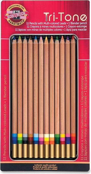 Koh-I-Noor Tri-Tone Multicolored Pencils 12/ST Multi FA33TIN12BC